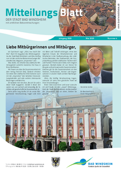 Cover des Mitteilungsblattes der Stadt Bad Windsheim im Mai 2020